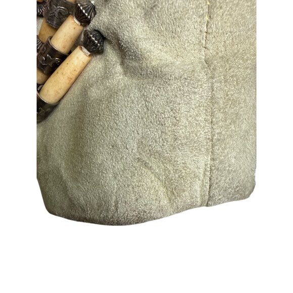 Renegade By Ren Ellis Vintage Beige Suede Fringe Beaded and Bullet Accents Sz 8 - Picture 7 of 9